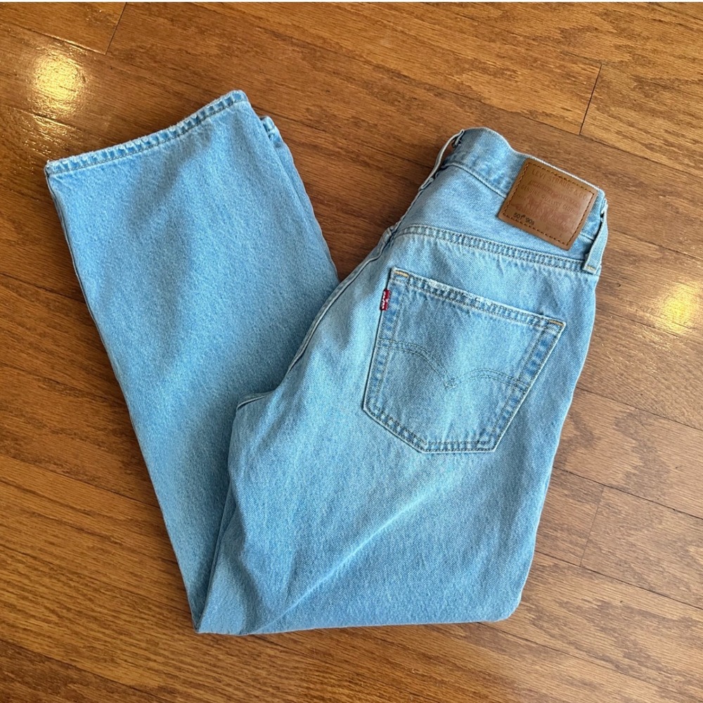 Levis 501 90s Ankle Jeans Light Wash Straight Leg W26 L27 5-pocket Button Fly - Picture 3 of 9